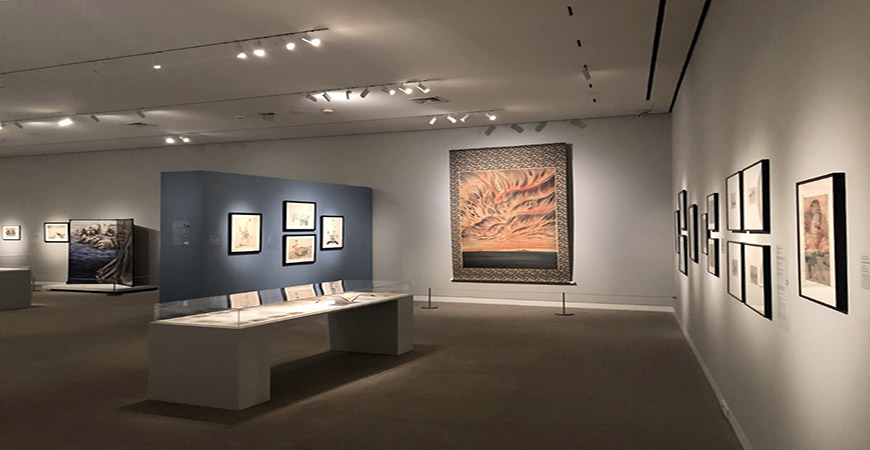 ShiPu Wang's curated exhibition titled “Chiura Obata: An American Modern” on display at the Crocker Museum in Sacramento.