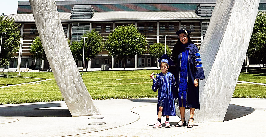 Interdisciplinary Humanities Ph.D. graduate Nicolette Lecy and her 4-year-old son, Alejandro